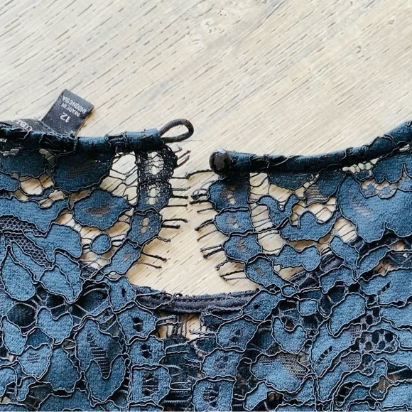 Banana Republic Floral Lacey Dress 12 Navy - Picture 8 of 14